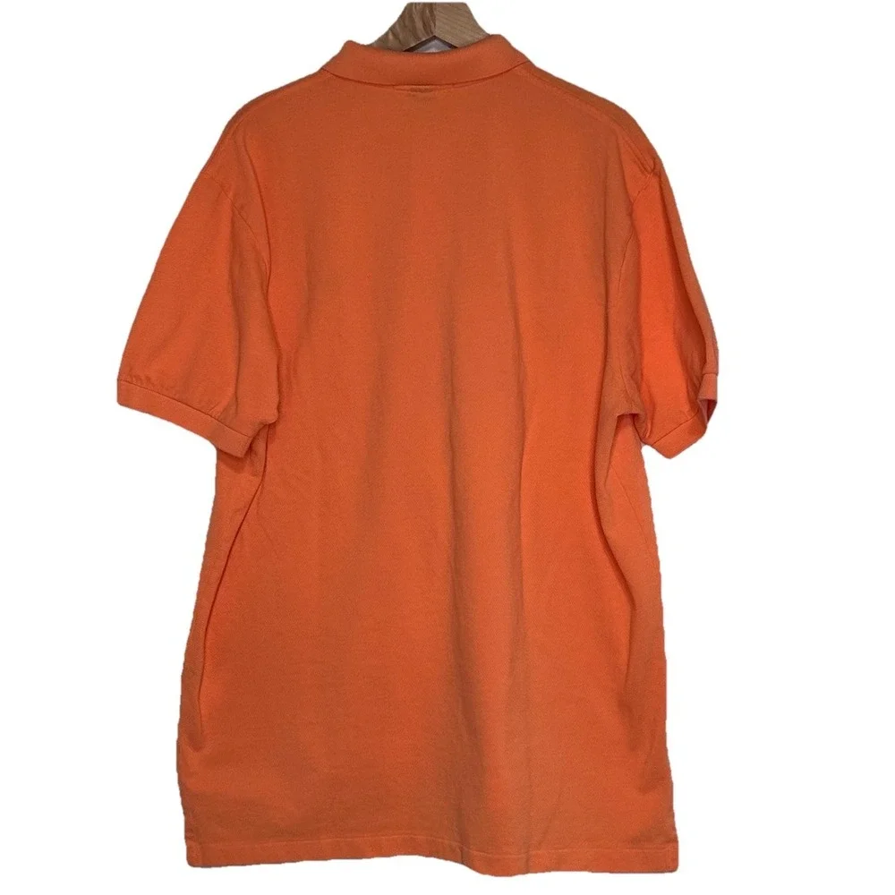 Polo Ralph Lauren Polo Shirt XL Orange Short Sleeve Pique Cotton Green Pony Logo